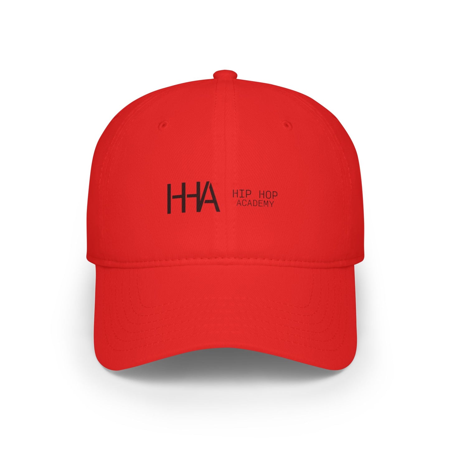 Hip Hop Academy Red Low Profile Baseball Cap - Trendy Streetwear for Music Lovers